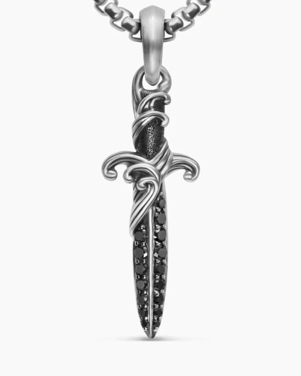 F1920892-E3EF-EBAE-01F0-965B4DC0C237.jpg Waves Dagger Amulet Sterling Silver with Black Diamonds