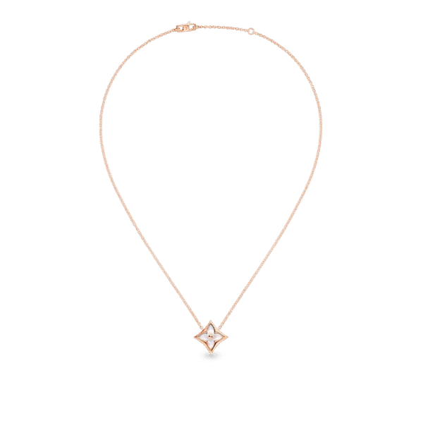 Color Blossom star pendant, pink gold and white mother-of-pearl