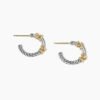 Petite Helena Wrap Hoop Earrings Sterling Silver with 18K Yellow Gold and Diamonds, 3/4in