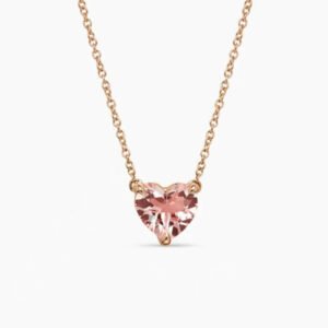 Chatelaine&reg; Heart Pendant Necklace 18K Yellow Gold with Morganite, 8mm