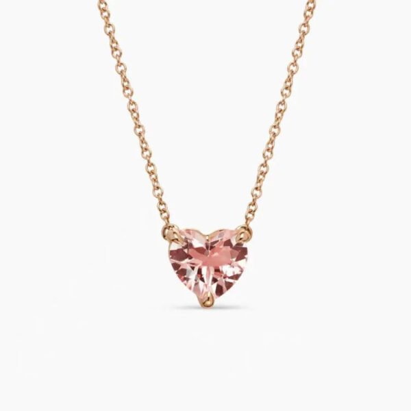 Chatelaine&reg; Heart Pendant Necklace 18K Yellow Gold with Morganite, 8mm