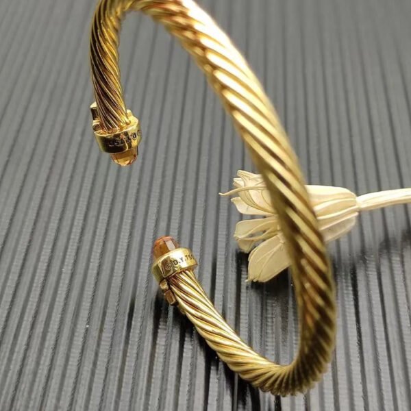 Cable Bracelet with Champagne Diamonds & Diamond Accents  5mm