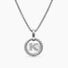 Initial Charm Necklace Sterling Silver with Diamond K