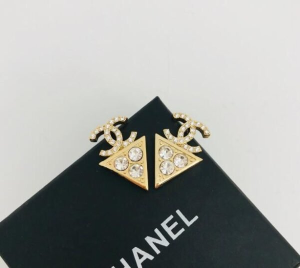 Double C diamond triangle earrings