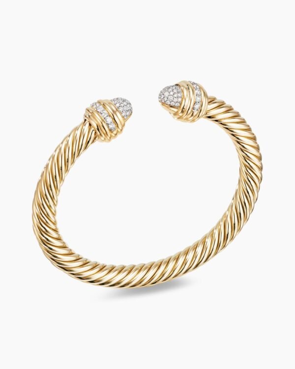 Classic Cablespira Bracelet 18K Yellow Gold with Diamonds, 7mm