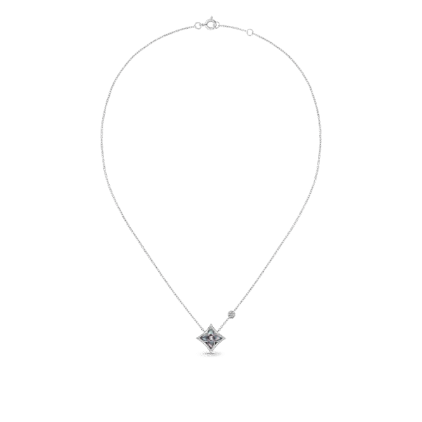 Color Blossom Bb Star Pendant, White Gold, Grey Mother-Of-Pearl And Diamond