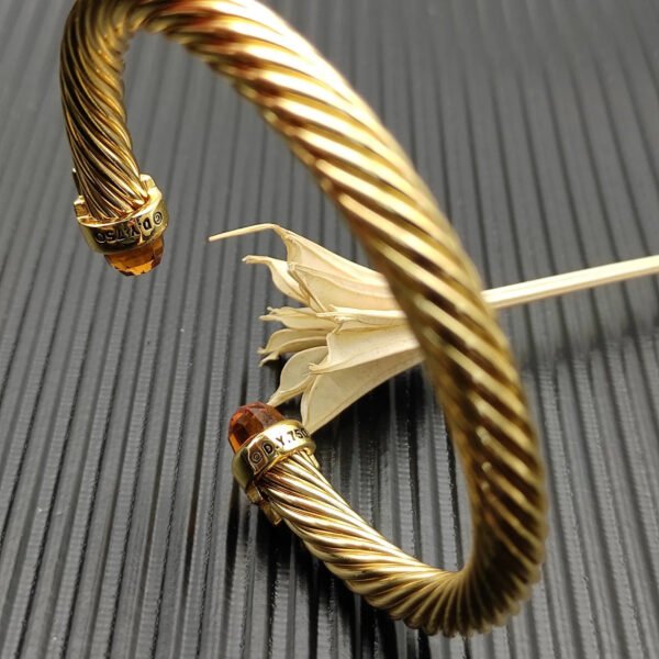 7mm Cable Bracelet with Champagne & Diamond Accents