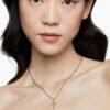 Classic Cable Cross Necklace Sterling Silver with Center Diamond
