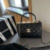 Flap Bag with Top Handle - Black