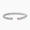 Classic Cable Bracelet Sterling Silver with 14K Yellow Gold and Amethyst, 5mm