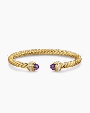 Classic Cablespira&reg; Bracelet 18K Yellow Gold with Amethyst and Diamonds, 5mm