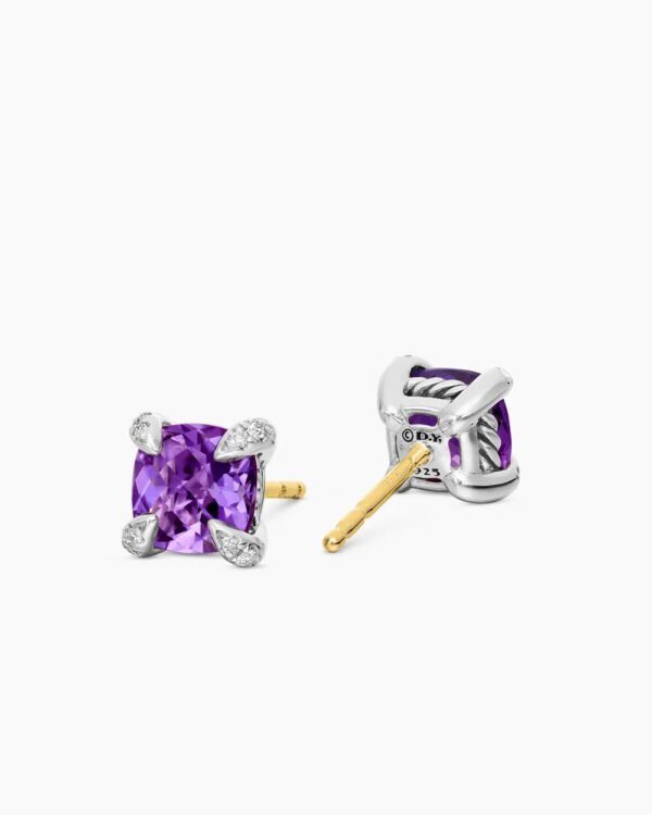 Petite Chatelaine&reg; Stud Earrings Sterling Silver with Amethyst and Diamonds