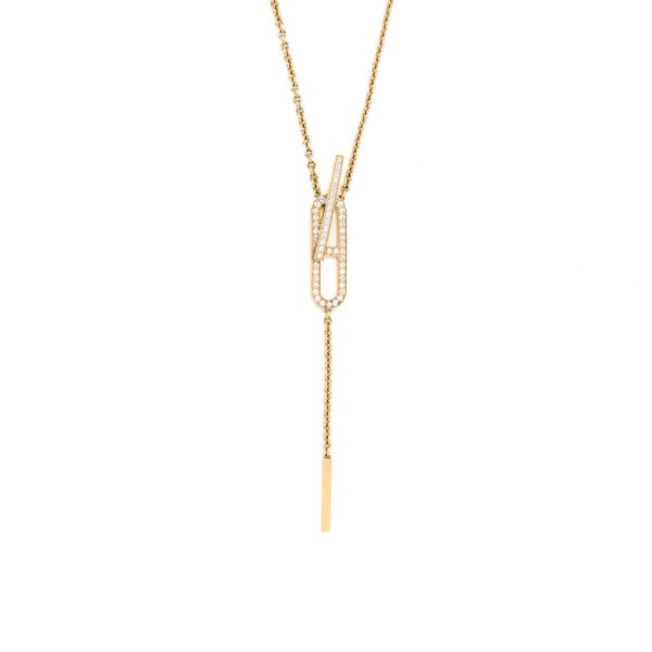EVER CHAINE D??ANCRE LARIAT NECKLACE GOLD WITH DIAMONDS