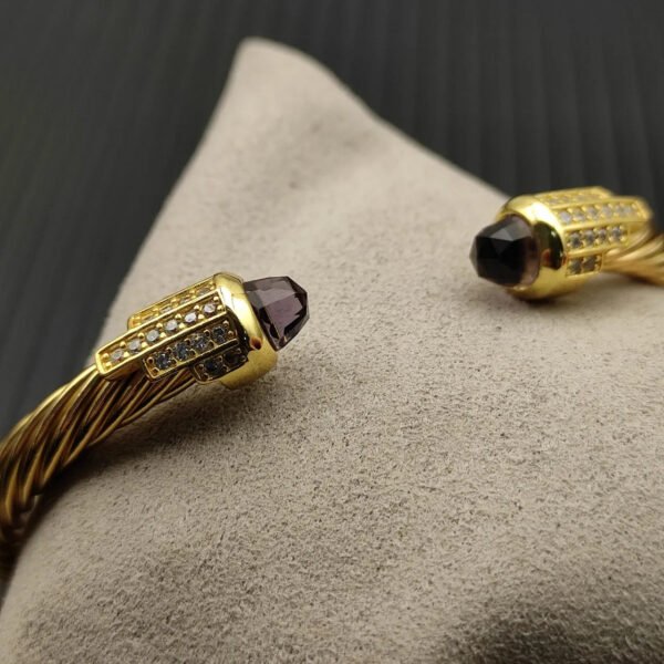 Cable Bracelet with Amethyst  & Diamond Accents  5mm