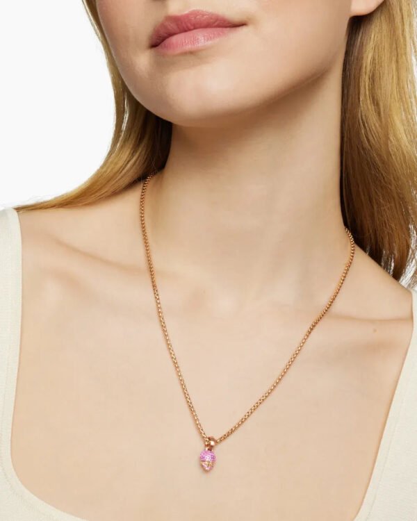Skull Amulet Full Pav&eacute; Pink Sapphires and 18K Rose Gold, 14mm