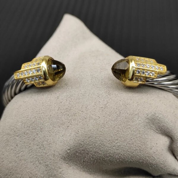 7mm Cable Bracelet with Brown & Diamond Accents ??Gold Cap