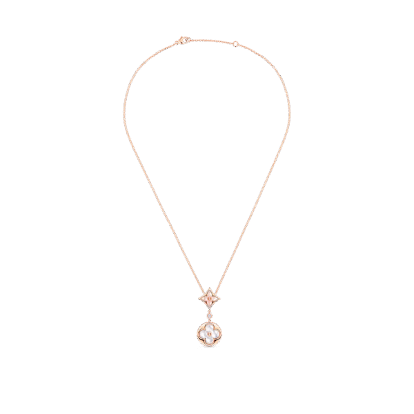 Color Blossom Necklace, Pink Gold, Pink Mother-Of-Pearl, White Mother-Of-Pearl And Diamond