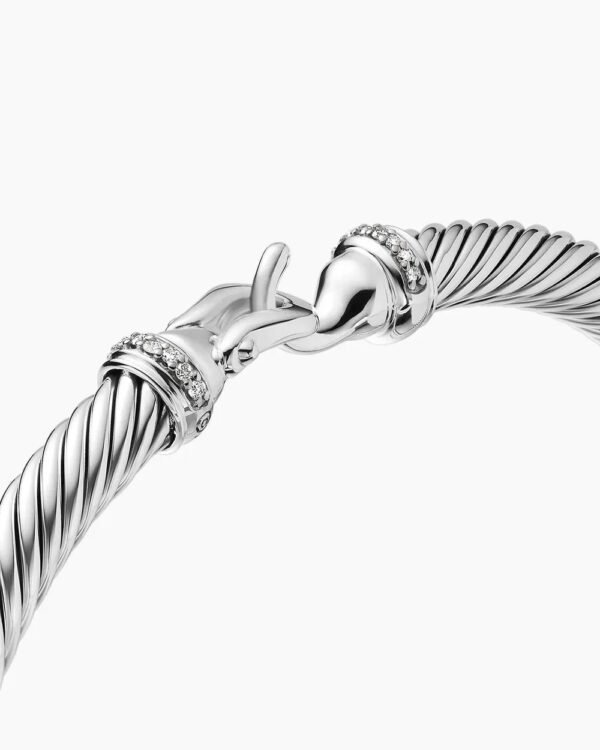 Buckle Classic Cable Bracelet Sterling Silver with Diamonds, 4mm