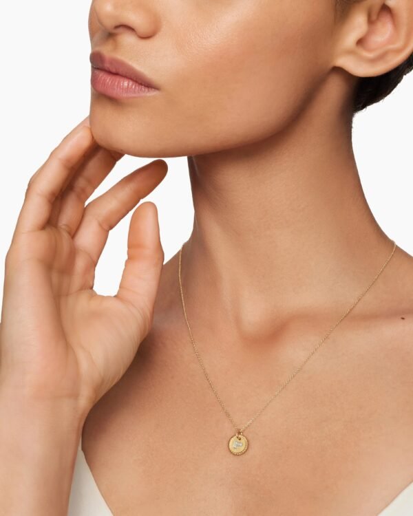 Initial Charm Necklace 18K Yellow Gold with Diamond P