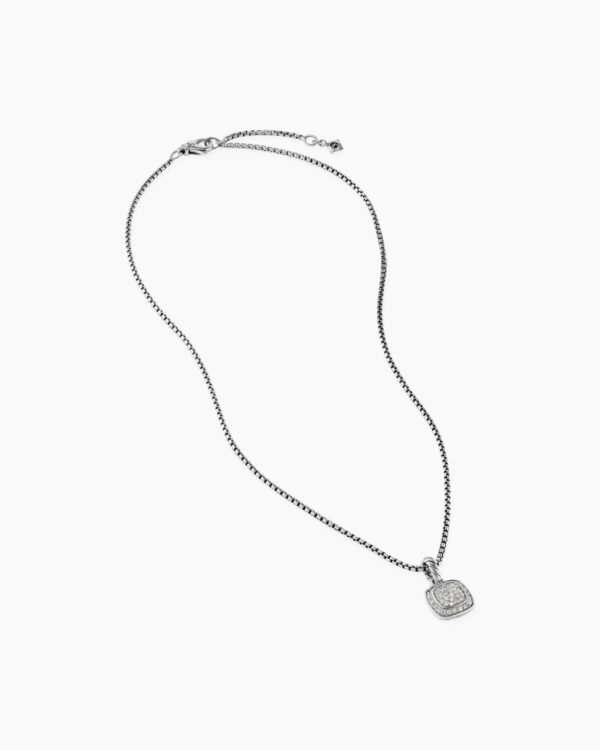 Petite Albion Pendant Necklace Sterling Silver with Pave Diamonds, 7mm