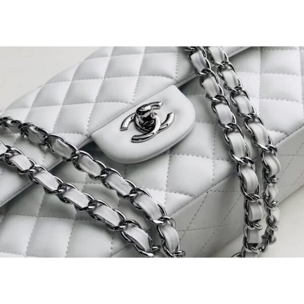 FB8B75D8-D691-36B0-46E3-CC017A9FA335_a846adf2-948c-49f8-a31a-427f974c01b3.jpg Chanel 1112 White Medium Size 2.55 Lambskin Leather Flap Bag