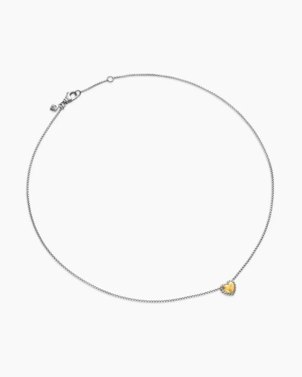 Cable Collectibles&reg; Cookie Classic Heart Necklace Sterling Silver with 18K Yellow Gold, 8.5mm