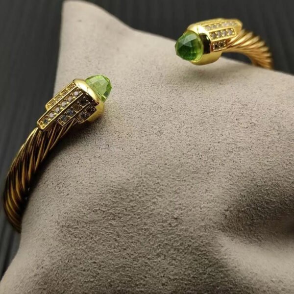 Cable Bracelet with Peridot & Diamond Accents  5mm