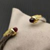 Cable Bracelet with Rhodolite Garnet & Diamond Accents  5mm