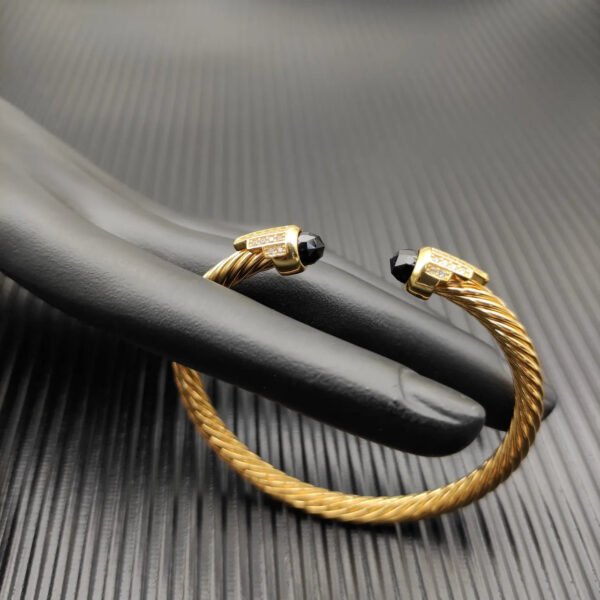 Cable Bracelet with Black Onyx & Diamond Accents  5mm