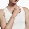 Crossover Two Row Cuff Bracelet Sterling Silver with 18K Yellow Gold, 5mm