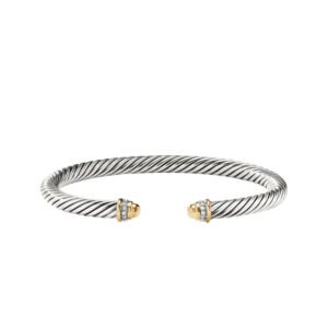 Classic Cable Bracelet Gold Domes and Diamonds 5 MM