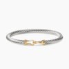 Buckle Classic Cable Bracelet Sterling Silver with 14K Yellow Gold, 5mm