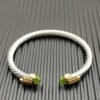 5mm Cable Bracelet with Peridot & Diamond Accents