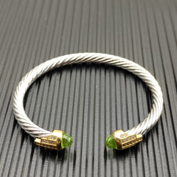 5mm Cable Bracelet with Peridot & Diamond Accents