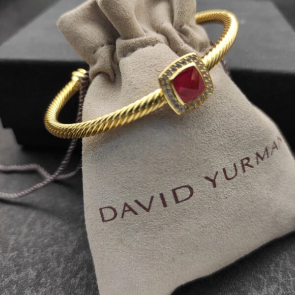 FE0C478F-276C-9C59-3A6D-8CA86AD32EB3.jpg Cable Classics Bracelet with Garnets Diamonds 18K Yellow Gold 4mm