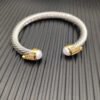 7mm Cable Bracelet with Pearls & Diamond Accents ??Gold Cap