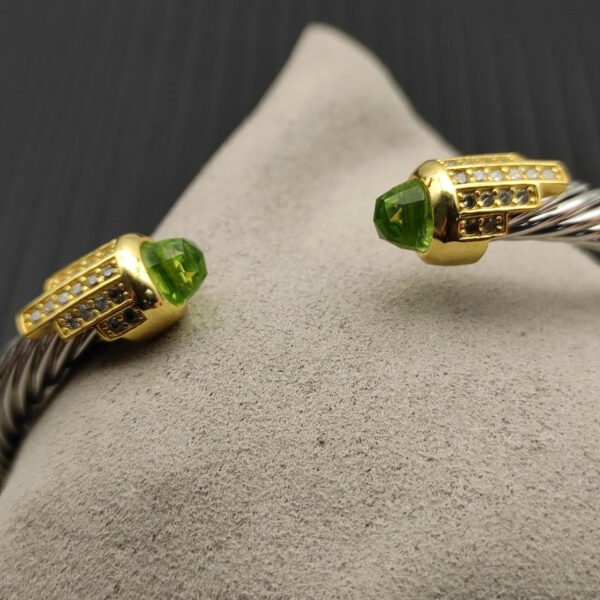 5mm Cable Bracelet with Peridot & Diamond Accents