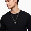 Chevron Cross Pendant Sterling Silver with Black Diamonds