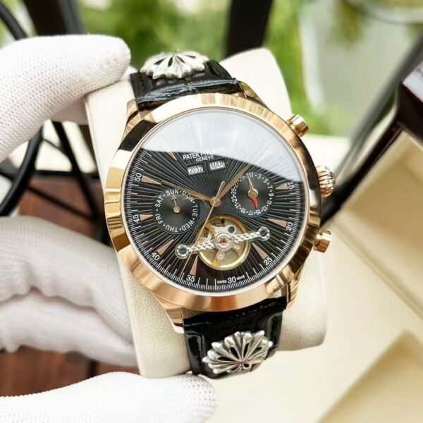 Patek Philippe Complications Men 42mm White Dial Gold-tone Watch