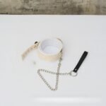 BDSM Collar Restraint with Chain White